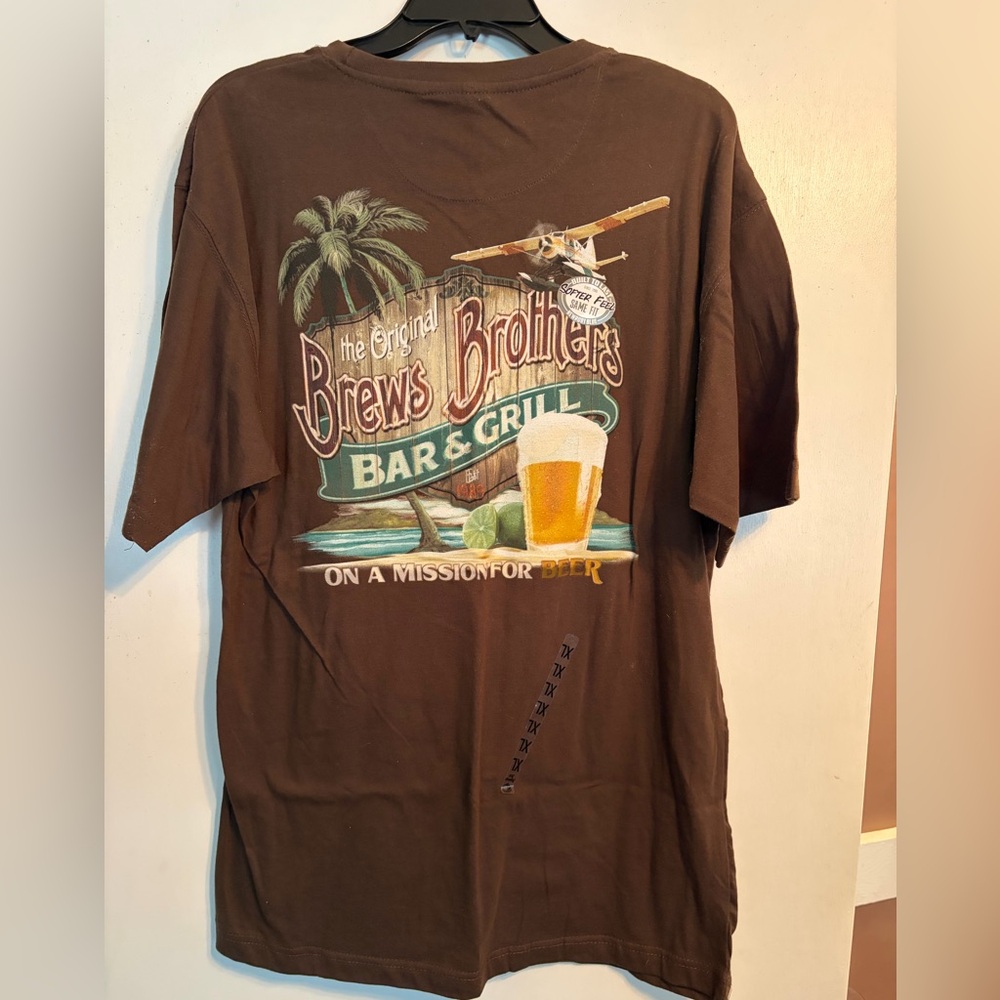 Newport Brown Graphic Tee with Beer Theme‎